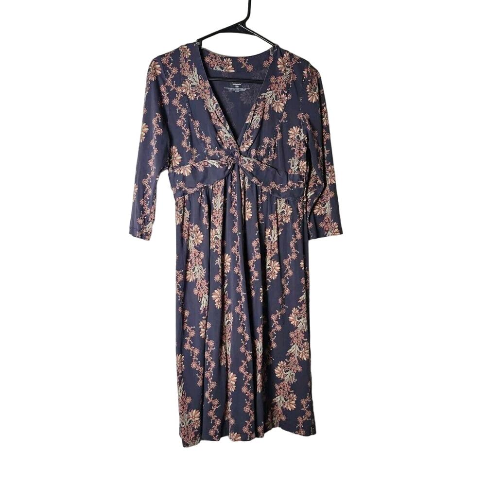 Patagonia Dress Size Medium Organic Cotton Winnow Twist Front V-Neck‎ Floral